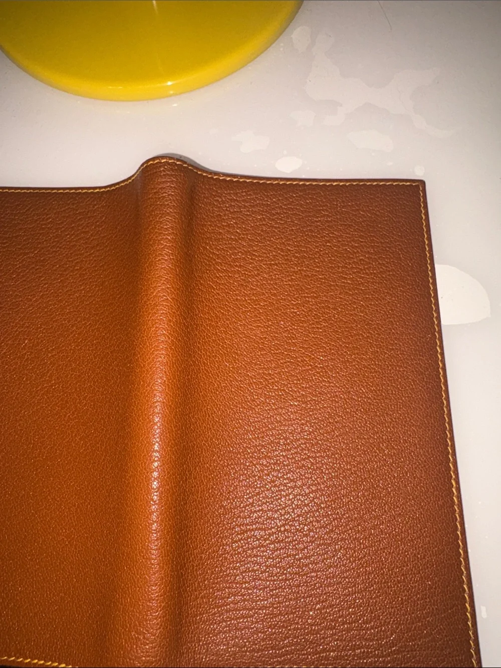 Hermes Brown Long Leather Wallet with Contrast Stitching check book wallet